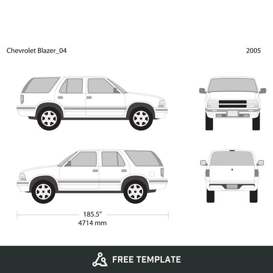 2005 Chevy Blazer free vector vehicle wrap template - GravBase