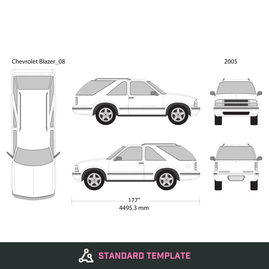 2005 Chevy Blazer vector wrap template V08, Design-Ready PDF - GravBase