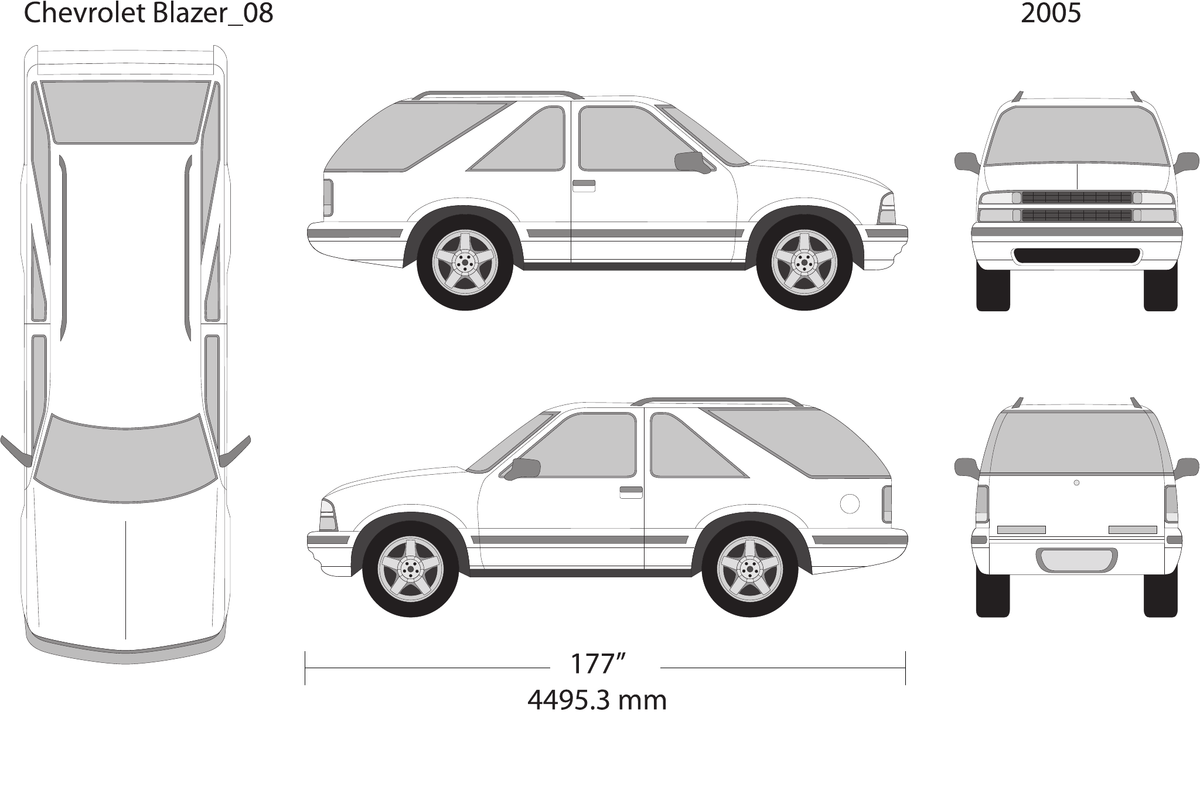 2005 Chevy Blazer vector wrap template V08, Design-Ready PDF - GravBase