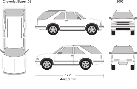 2005 Chevy Blazer vector wrap template V08, Design-Ready PDF - GravBase