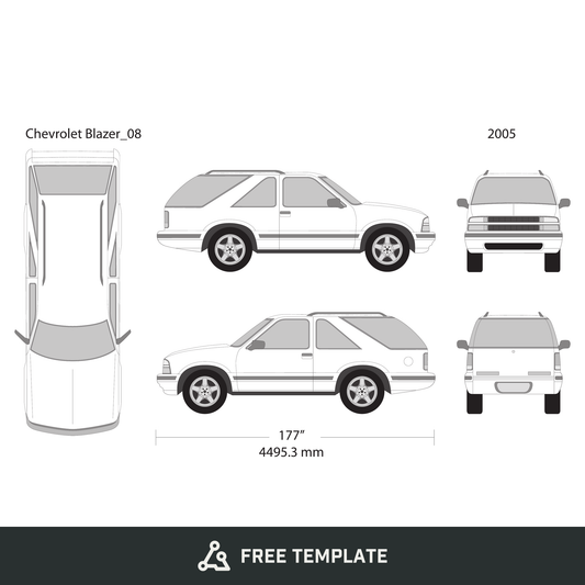 2005 Chevy Blazer free vector vehicle wrap template - GravBase