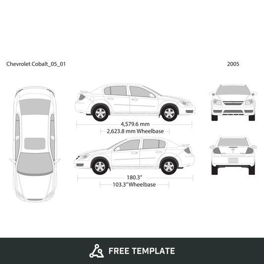 2005 Chevy Cobalt free vector vehicle wrap template - GravBase