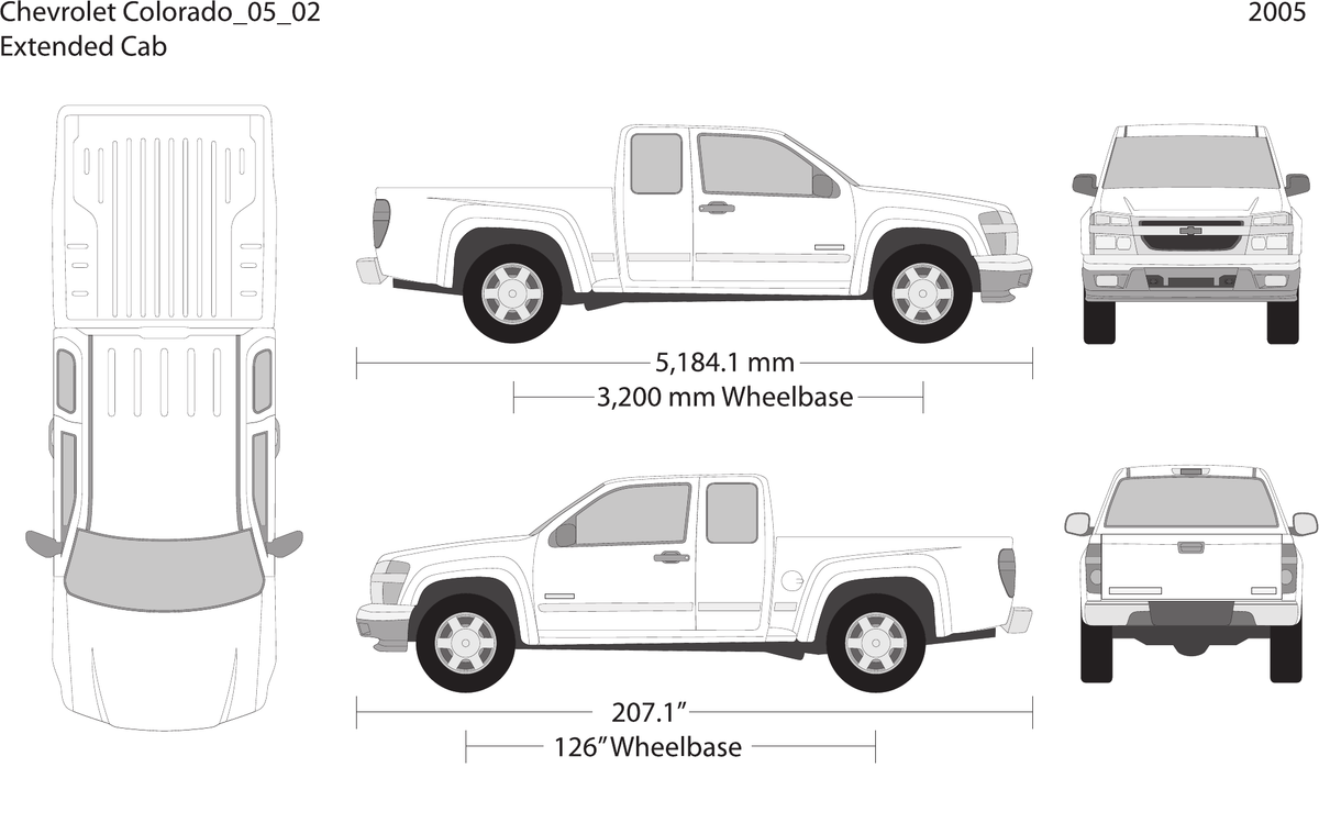 2005 Chevy Colorado Vector Wrap Template - GravBase