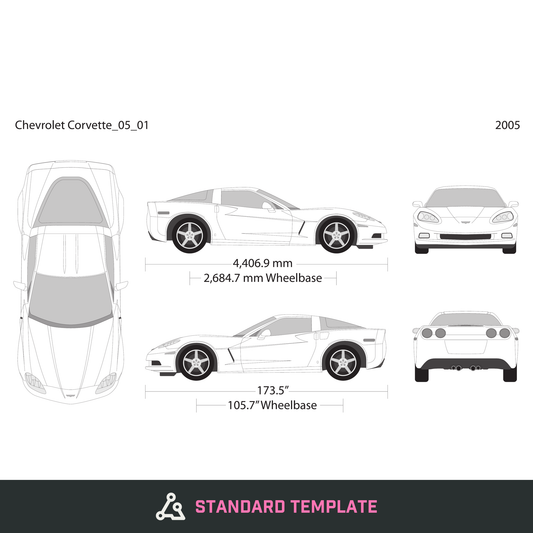 2005 Chevy Corvette vector wrap template, Design-Ready PDF - GravBase