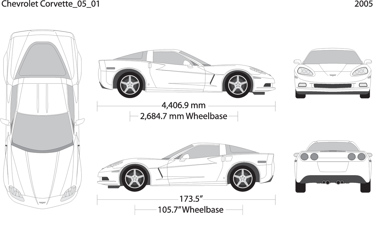 2005 Chevy Corvette V01 Vehicle Wrap Template