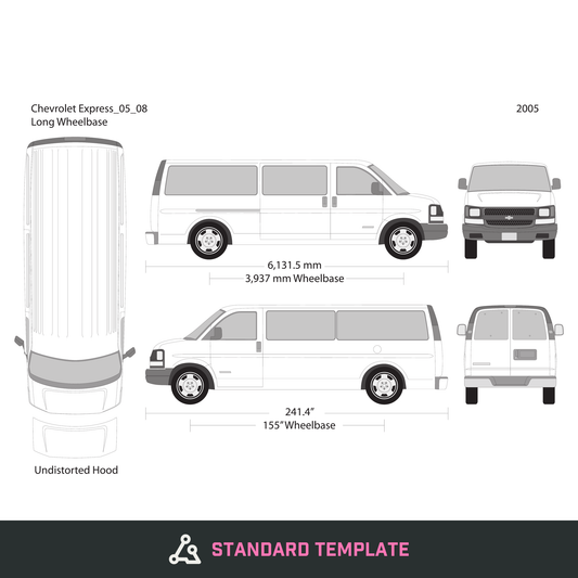 2005 Chevy Express vector wrap template V08, Design-Ready PDF - GravBase
