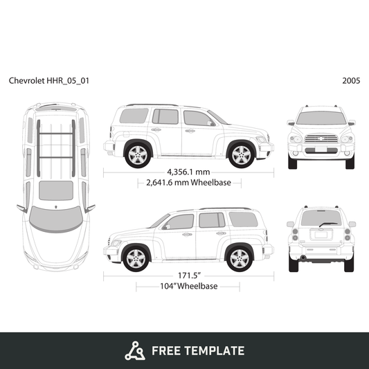 2005 Chevy HHR free vector vehicle wrap template - GravBase