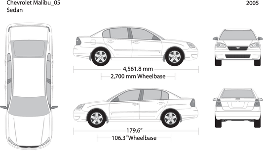 2005 Chevy Malibu V05 Vehicle Wrap Template