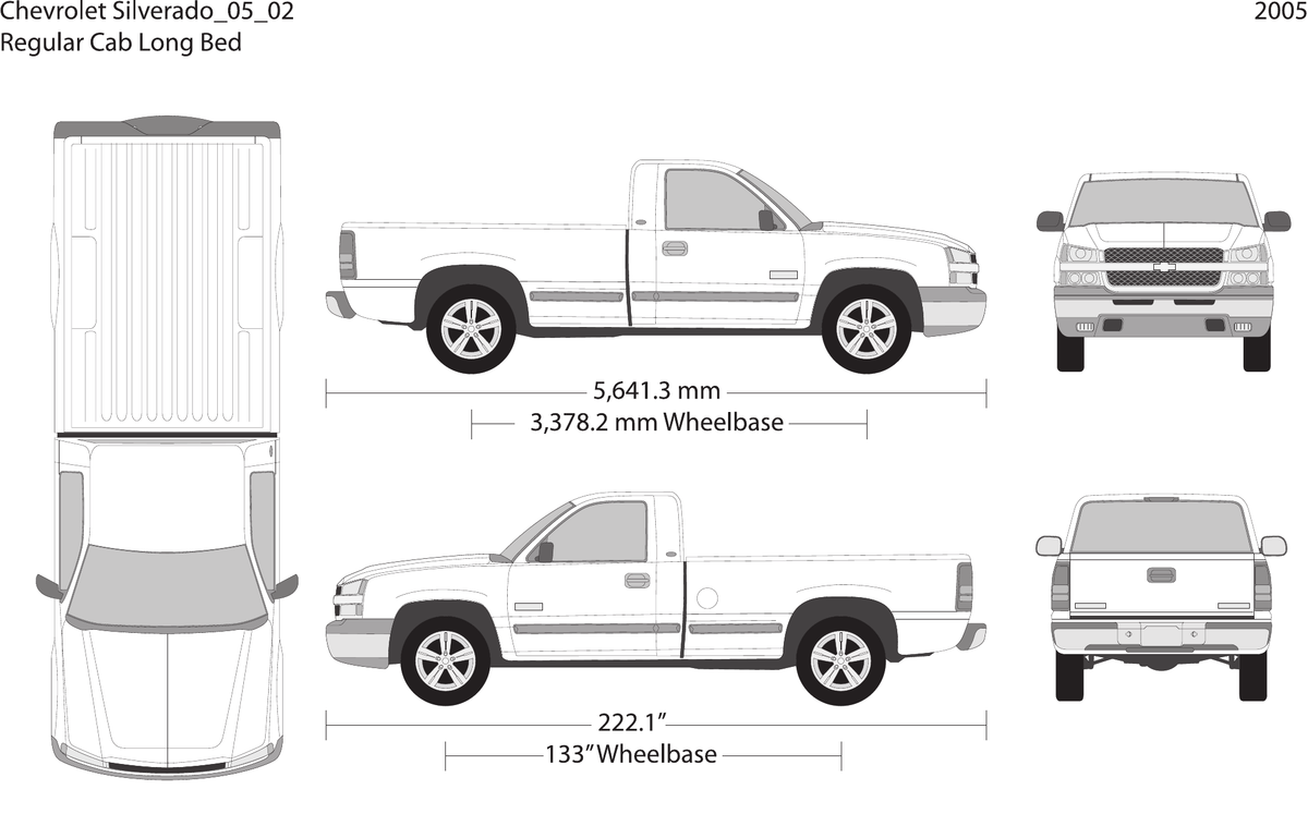 2005 Chevy Silverado 1500 vector wrap template V02, Design-Ready PDF - GravBase