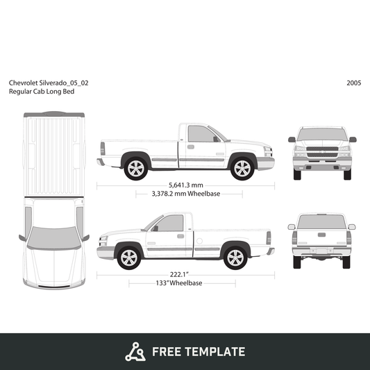 2005 Chevy Silverado 1500 free vector vehicle wrap template - GravBase
