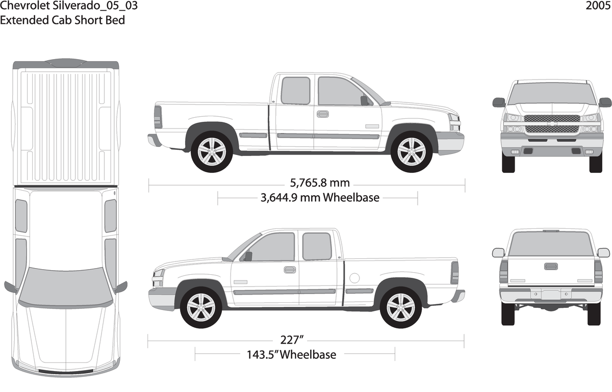 2005 Chevy Silverado 1500 V03 Vehicle Wrap Template