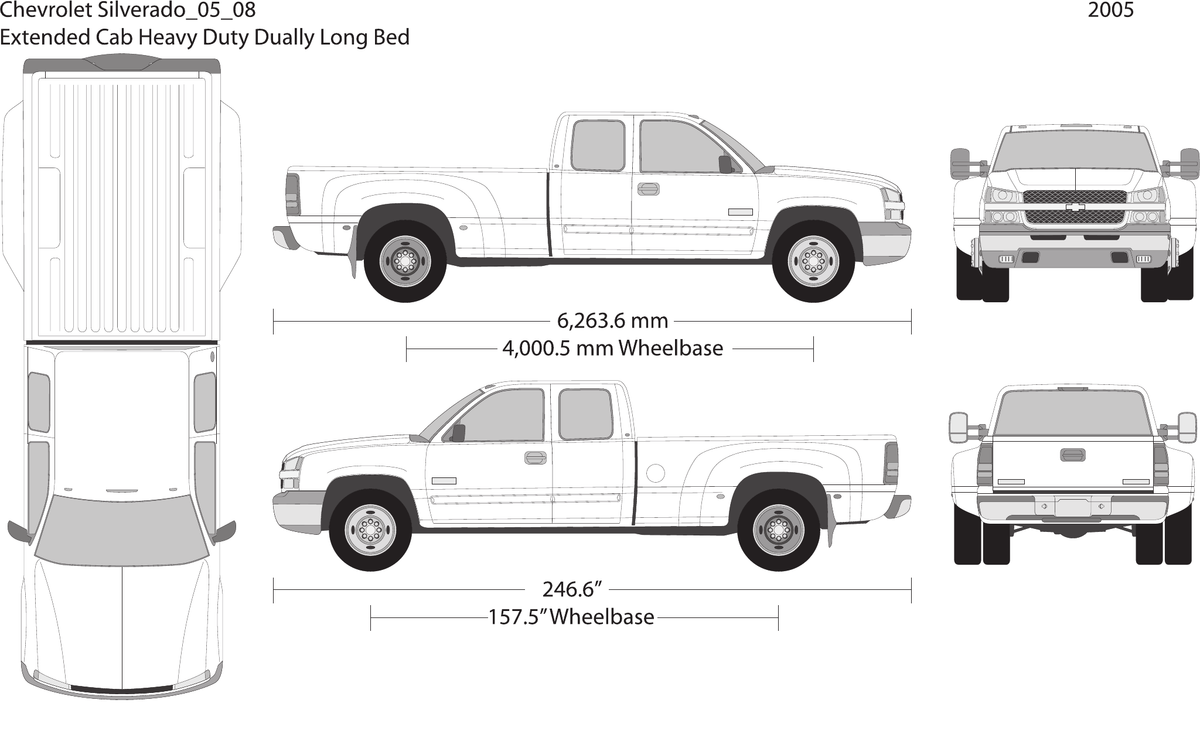 2005 Chevy Silverado 2500-3500 HD vector wrap template V08, Design-Ready PDF - GravBase