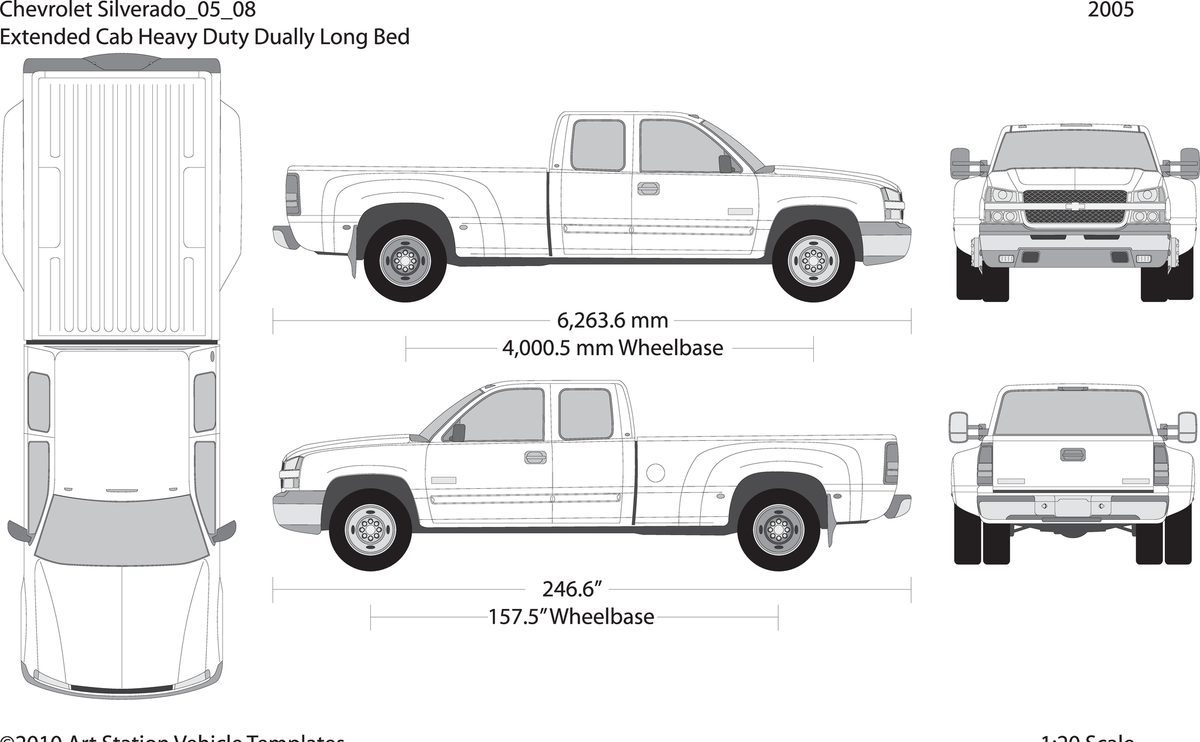 2005 Chevy Silverado 2500 3500 Hd V08 Vehicle Wrap Template