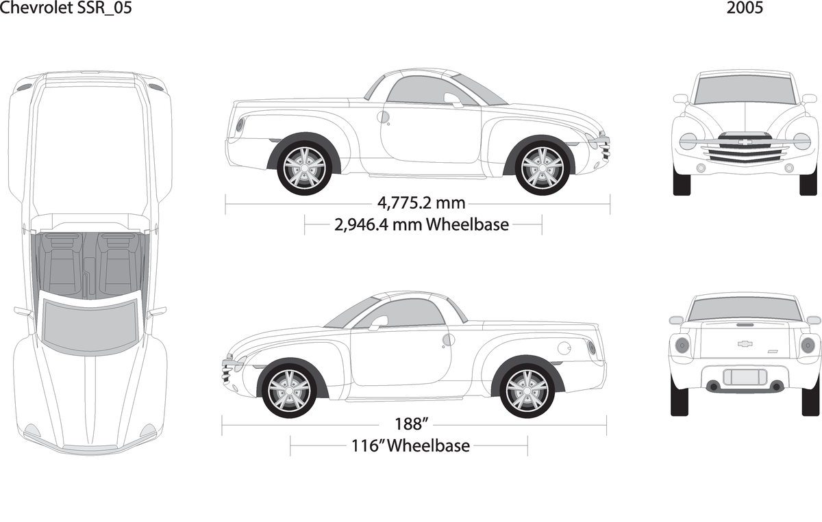 2005 Chevy Ssr V05 Vehicle Wrap Template