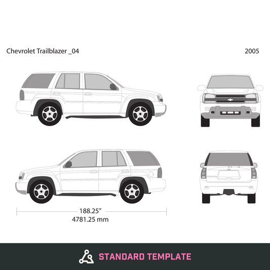 2005 Chevy Trailblazer vector wrap template V04, Design-Ready PDF - GravBase