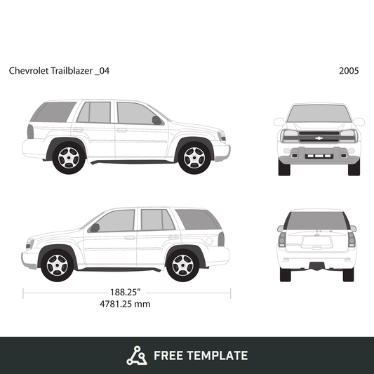 2005 Chevy Trailblazer free vector vehicle wrap template - GravBase