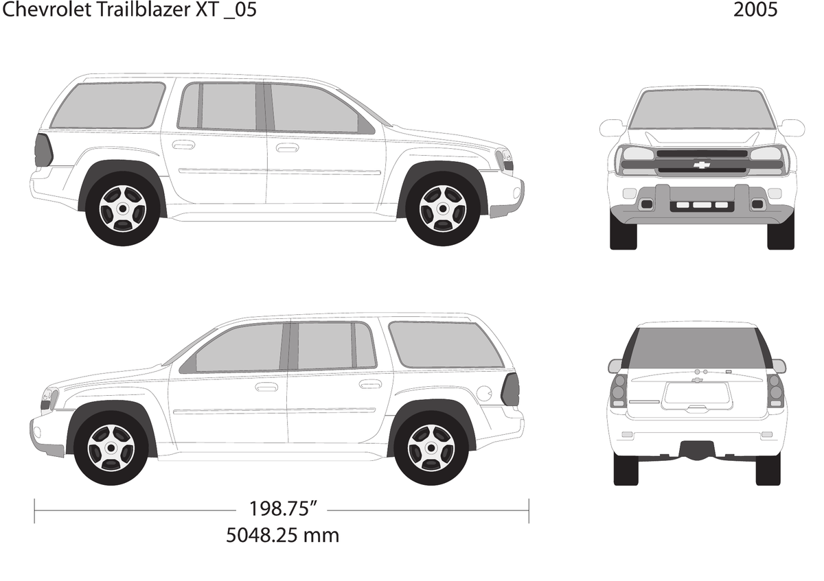 2005 Chevy Trailblazer vector wrap template V05, Design-Ready PDF - GravBase
