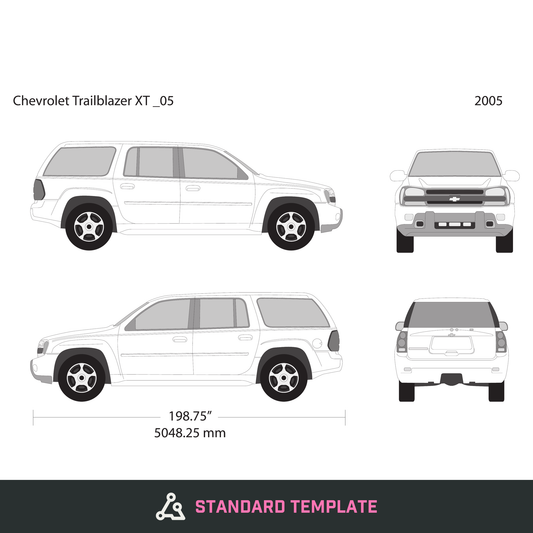 2005 Chevy Trailblazer vector wrap template V05, Design-Ready PDF - GravBase