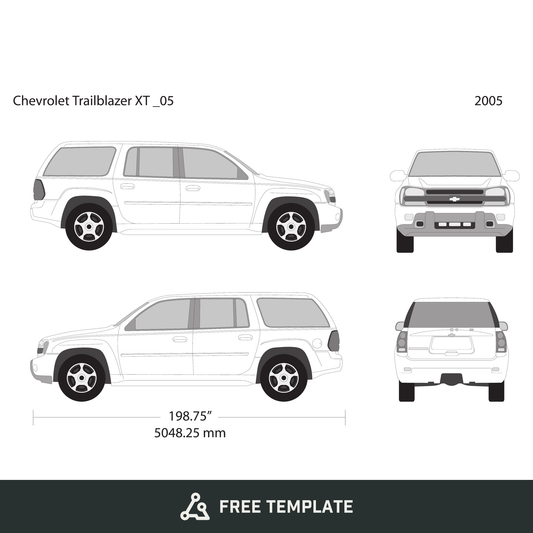 2005 Chevy Trailblazer free vector vehicle wrap template - GravBase