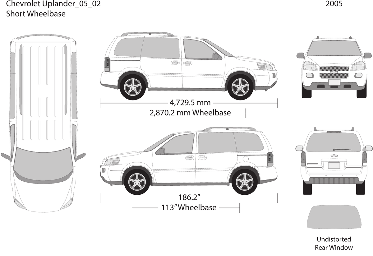 2005 Chevy Uplander vector wrap template V02, Design-Ready PDF - GravBase