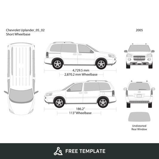 2005 Chevy Uplander free vector vehicle wrap template - GravBase