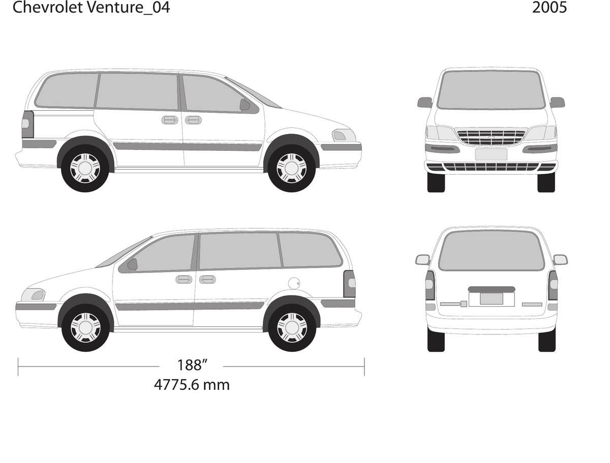 2005 Chevy Venture vector wrap template V04, Design-Ready PDF - GravBase