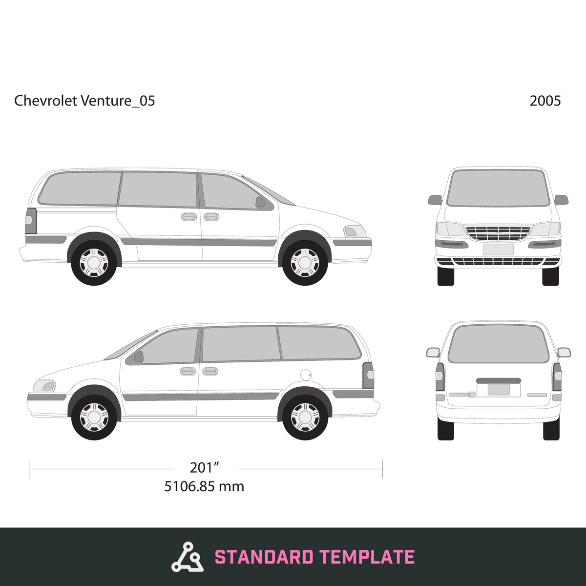 2005 Chevy Venture vector wrap template V05, Design-Ready PDF - GravBase