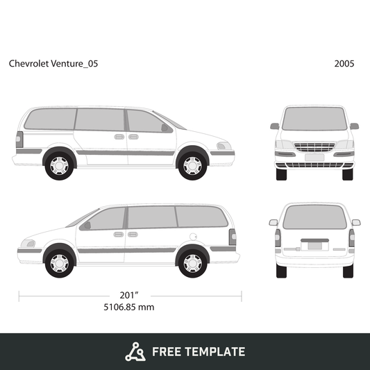 2005 Chevy Venture free vector vehicle wrap template - GravBase