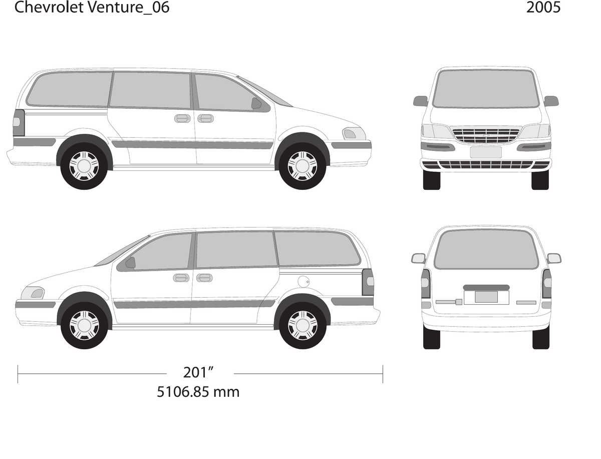 2005 Chevy Venture vector wrap template V06, Design-Ready PDF - GravBase