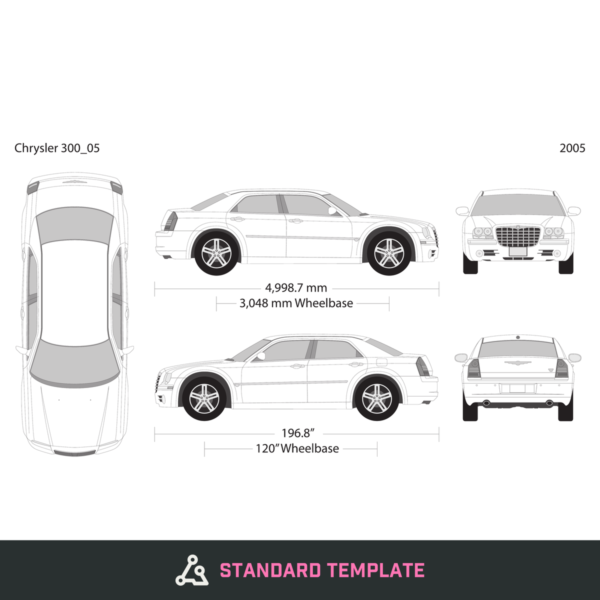 2005 Chrysler 300 vector wrap template, Design-Ready PDF - GravBase