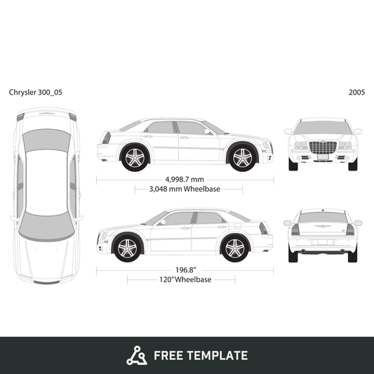 2005 Chrysler 300 free vector vehicle wrap template - GravBase