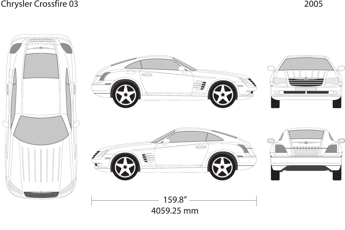 2005 Chrysler Crossfire vector wrap template V03, Design-Ready PDF - GravBase
