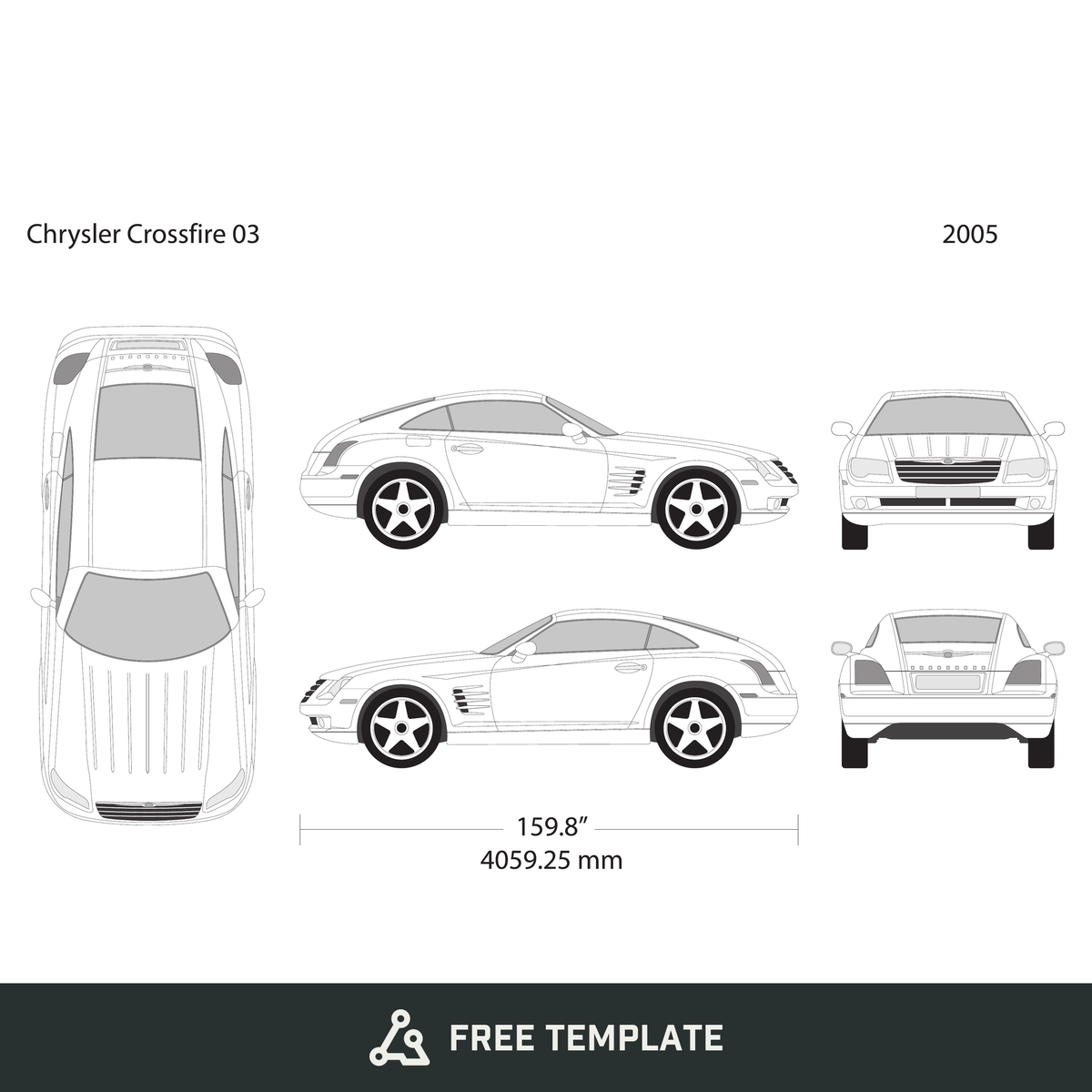 2005 Chrysler Crossfire free vector vehicle wrap template - GravBase