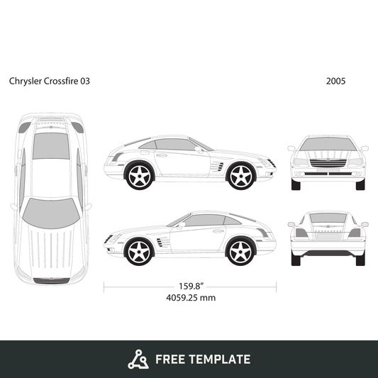 2005 Chrysler Crossfire free vector vehicle wrap template - GravBase