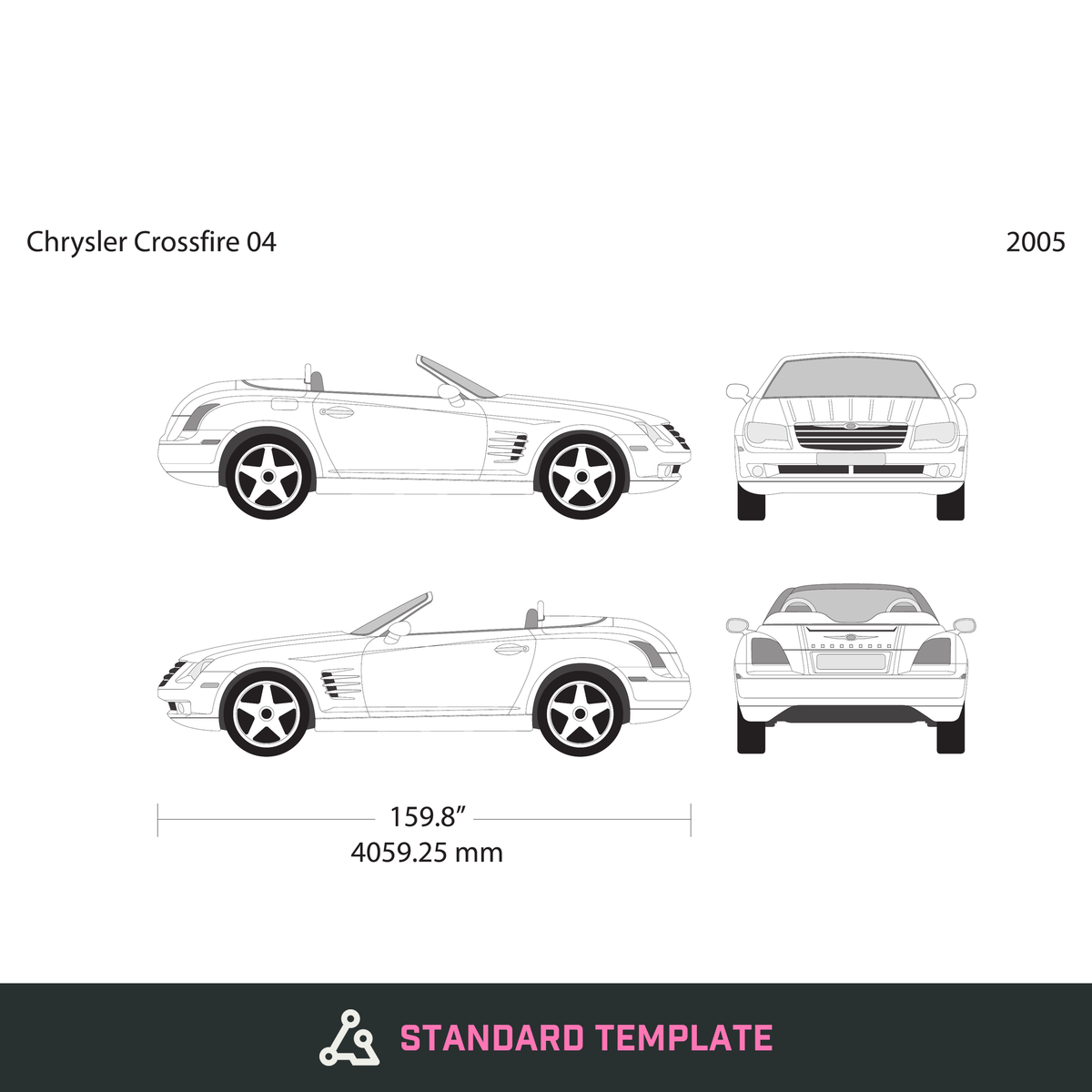 2005 Chrysler Crossfire vector wrap template V04, Design-Ready PDF - GravBase