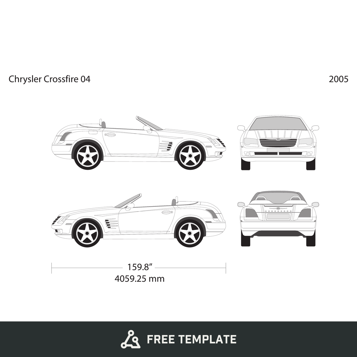 2005 Chrysler Crossfire free vector vehicle wrap template - GravBase