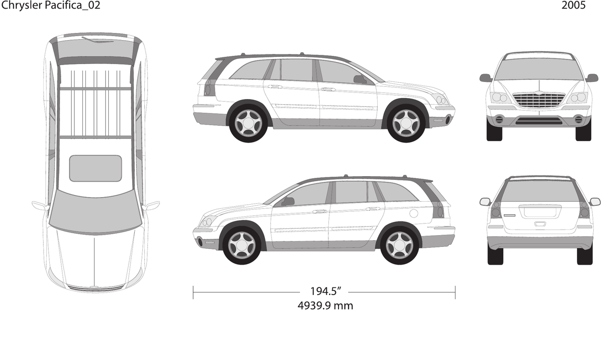 2005 Chrysler Pacifica vector wrap template, Design-Ready PDF - GravBase