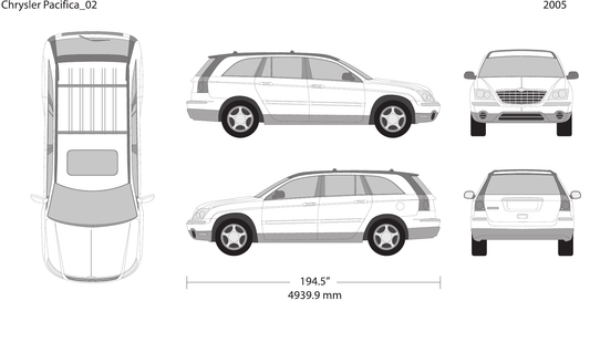 2005 Chrysler Pacifica vector wrap template, Design-Ready PDF - GravBase