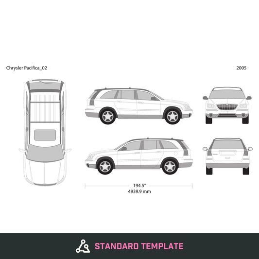 2005 Chrysler Pacifica vector wrap template, Design-Ready PDF - GravBase