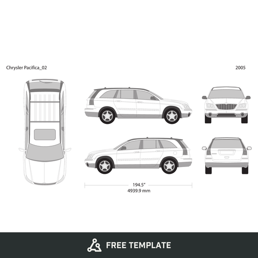 2005 Chrysler Pacifica free vector vehicle wrap template - GravBase