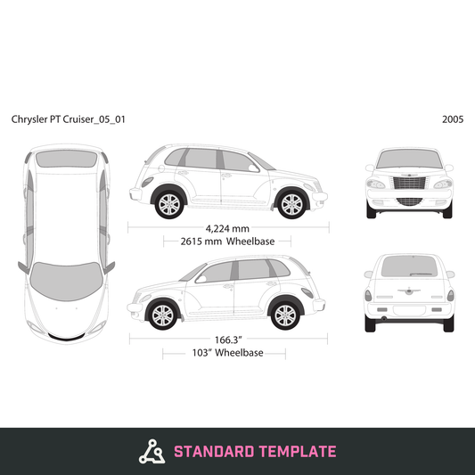 2005 Chrysler PT Cruiser vector wrap template, Design-Ready PDF - GravBase
