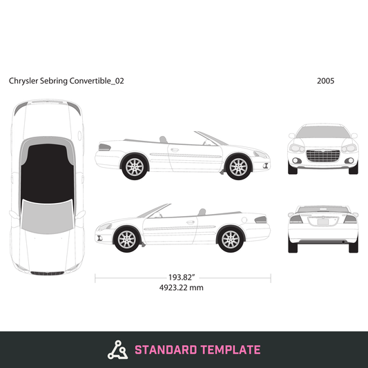 2005 Chrysler Sebring vector wrap template, Design-Ready PDF - GravBase