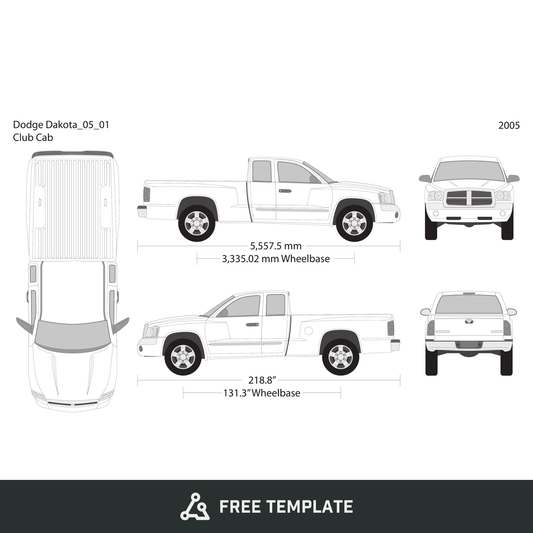 2005 Dodge Dakota free vector vehicle wrap template - GravBase