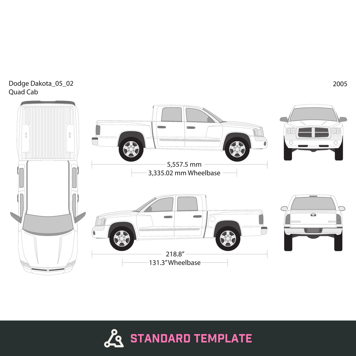 2005 Dodge Dakota vector wrap template V02, Design-Ready PDF - GravBase