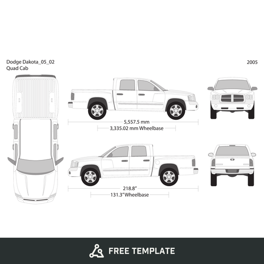 2005 Dodge Dakota free vector vehicle wrap template - GravBase