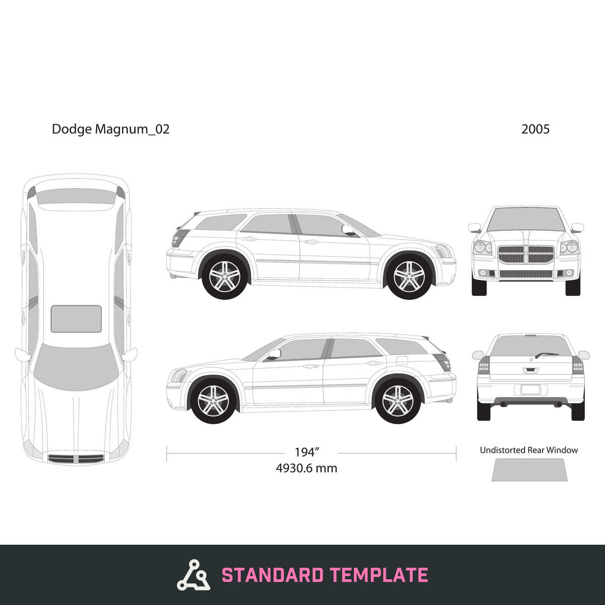 2005 Dodge Magnum vector wrap template, Design-Ready PDF - GravBase