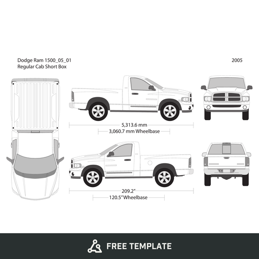 2005 Dodge Ram 1500 free vector vehicle wrap template - GravBase
