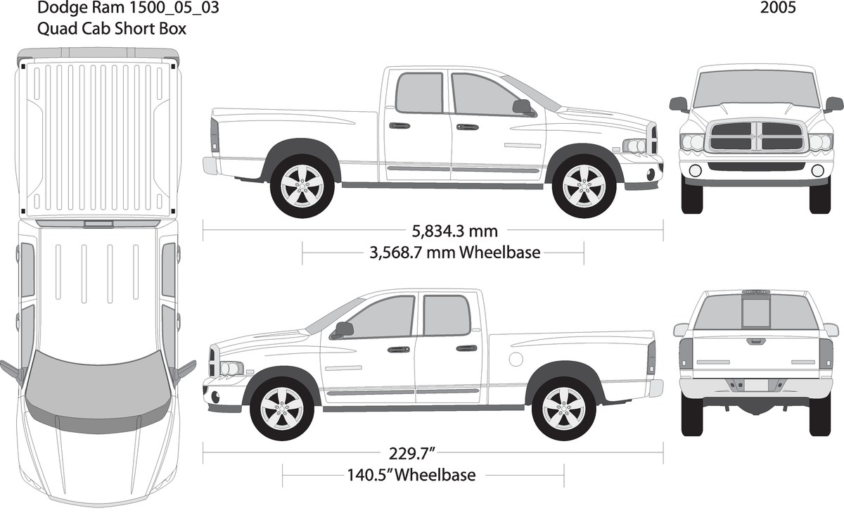 2005 Dodge Ram 1500 V03 Vehicle Wrap Template