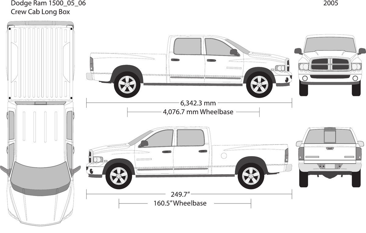 2005 Dodge Ram 1500 vector wrap template V06, Design-Ready PDF - GravBase