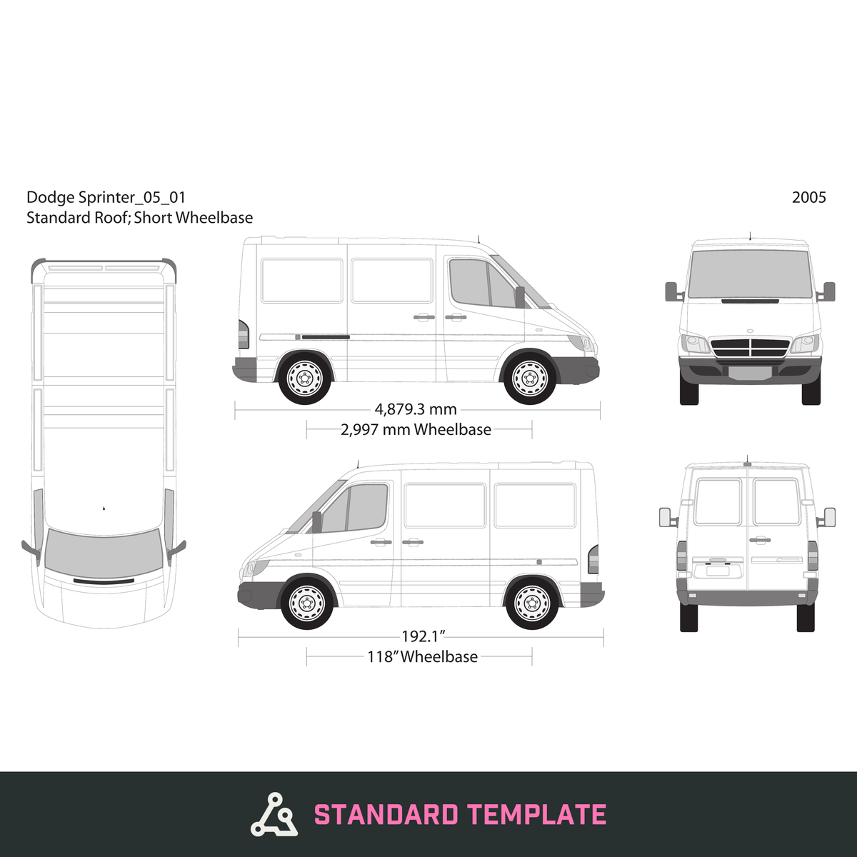 2005 Dodge Sprinter vector wrap template V01, Design-Ready PDF - GravBase